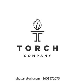 Letter Initial T for Torch logo design
