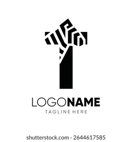 Letter Initial T Zebra Logo Design Vector Icon Emblem Graphic Symbol Illustration