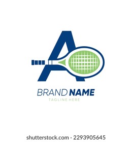 Letter A Initial Tennis Racket Logo Design Vektorsymbol Grafik Emblem Illustration