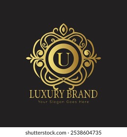 letter Initial U elegant luxury monogram logo 
