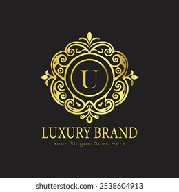 letter Initial U elegant luxury monogram logo 
