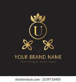 letter Initial U elegant luxury monogram logo 
