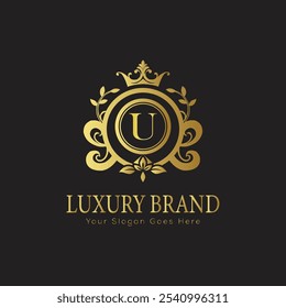 letter Initial U elegant luxury monogram logo 
