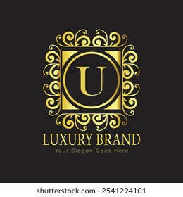 Letra inicial U elegante logotipo de lujo del monograma 
