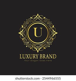 letter Initial U elegant luxury monogram logo 
