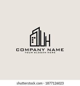 Plantilla de diseño de icono de logotipo UH inicial de la carta.