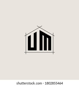 Letter Initial UM logo icon design template.