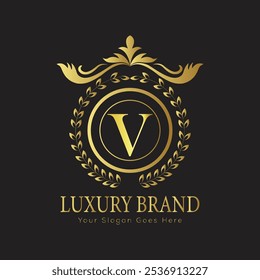 letra Inicial V elegante logotipo monograma de luxo 