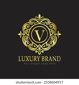 Buchstabe Initial V elegantes Luxus Monogramm Logo 
