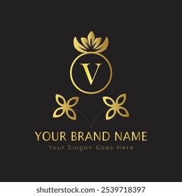 letter Initial V elegant luxury monogram logo 
