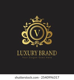 letter Initial V elegant luxury monogram logo 
