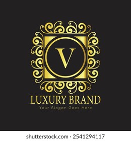 Letra inicial V elegante logotipo de lujo del monograma 
