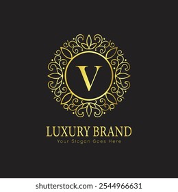letter Initial V elegant luxury monogram logo 
