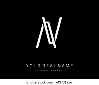 Letter initial A & V minimalist logo template vector