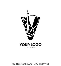 Letter Initial V Sewing Thread Logo Design Vector Icon Graphic Emblem Illustration