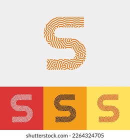 letter initial vector design with line noodle texture