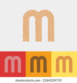 letter initial vector design with line noodle texture