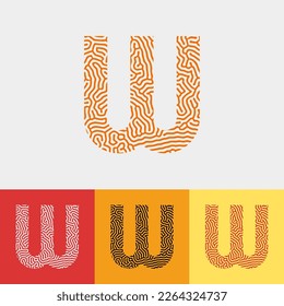 letter initial vector design with line noodle texture