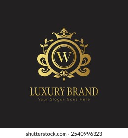 Buchstabe Initial W elegantes Luxus Monogramm Logo 
