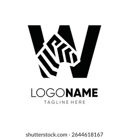 Letter Initial W Zebra Logo Design Vector Icon Emblem Graphic Symbol Illustration