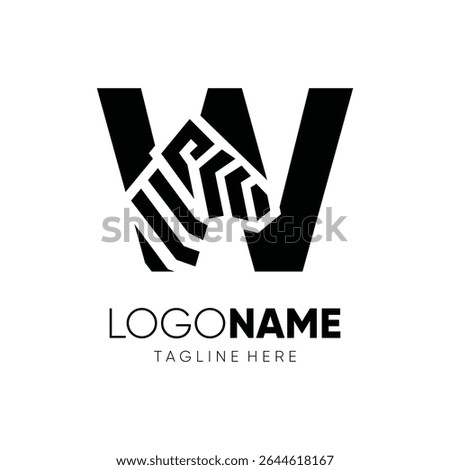 Letter Initial W Zebra Logo Design Vector Icon Emblem Graphic Symbol Illustration
