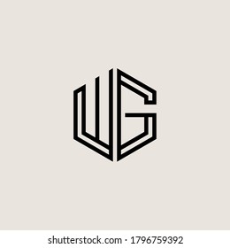 Plantilla de diseño de icono del logotipo inicial del WG de la carta.