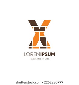 Letter Initial X Flooring Logo Design Vector Icon Graphic Emblem Illustration