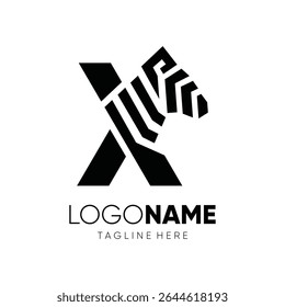 Letter Initial X Zebra Logo Design Vector Icon Emblem Graphic Symbol Illustration