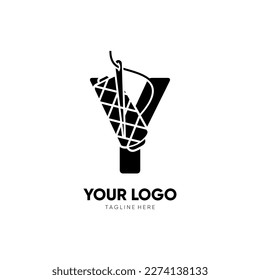 Letter Initial Y Sewing Thread Logo Design Vector Icon Graphic Emblem Illustration