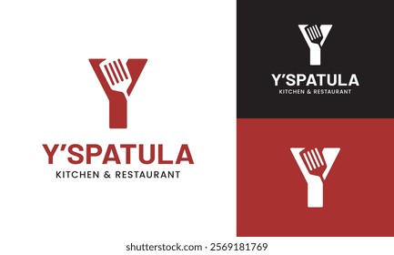 Letter Initial Y Spatula Logo Design Template. Suitable for Restaurant Kitchen Bistro Cafe Catering Eatery Grill Barbeque or Chef Cook Kitchener Food Blogger Business Brand Company Logo Design