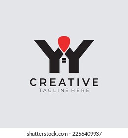 letter initial yy with home symbol logo