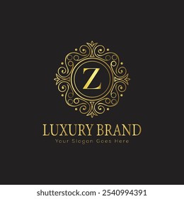 Buchstabe Initial Z elegantes Luxus Monogramm Logo 
