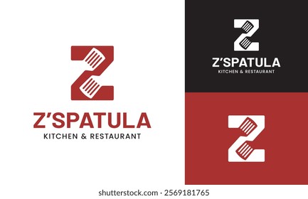 Letter Initial Z Spatula Logo Design Template. Suitable for Restaurant Kitchen Bistro Cafe Catering Eatery Grill Barbeque or Chef Cook Kitchener Food Blogger Business Brand Company Logo Design