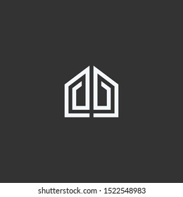 Letter initials DD home logo design vector