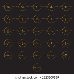 letter initials logo a-z gold with circle brush vector on dark background
