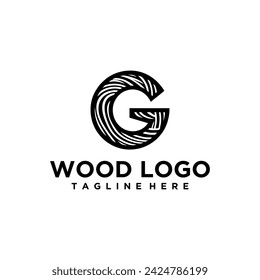 letter initials logo in wood grain style