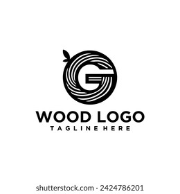 letter initials logo in wood grain style