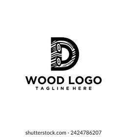 letter initials logo in wood grain style