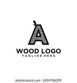 letter initials logo in wood grain style