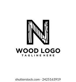 letter initials logo in wood grain style