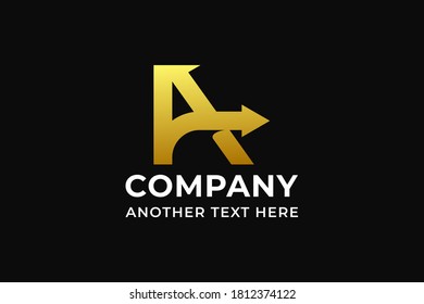 Letter A Initials mark with Arrow Logo Design