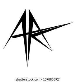 The letter initials are monochrome. In the form of arrows.