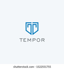 Letter initials T shield logo design vector