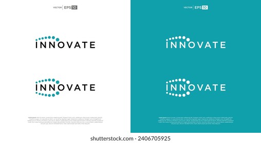 letra Tipografía del logotipo de marca de palabras INNOVADA. Un logo que extiende el horizonte de la innovación, reflejando una visión futurista y expansiva en su diseño