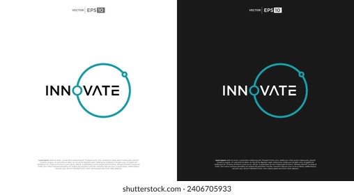 letter INNOVATED wordmark logo typography. A logo that extends the horizon of innovation, reflecting a futuristic and expansive vision in its design