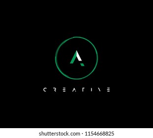 Letter A inside abstract circle shape futuristic creative logo design