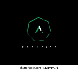 Letter A Inside Abstract Polygon Shape Futuristic Logo Design