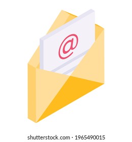  
Letter inside envelope, isometric icon of email