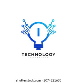 Letter I Inside Lamp Bulb Technology Innovation Logo Design Template Element