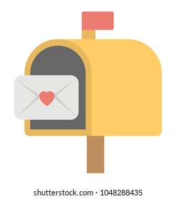 
A letter inside post box with heart sign 
